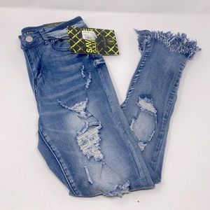 Savage Collection by Elite Jeans High Rise Distressed Fringe Bottom Jeans Size 3